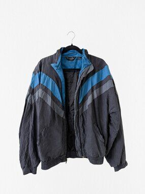 Vintage Christian Dior Monsieur Bomber 100% Silk Zip Jacket Black Teal